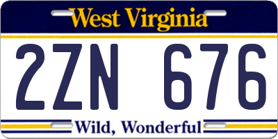 WV license plate 2ZN676