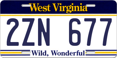 WV license plate 2ZN677