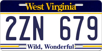 WV license plate 2ZN679