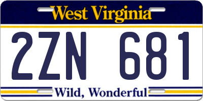 WV license plate 2ZN681