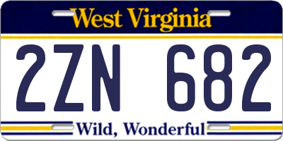 WV license plate 2ZN682