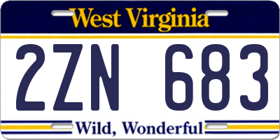 WV license plate 2ZN683