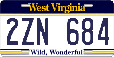 WV license plate 2ZN684