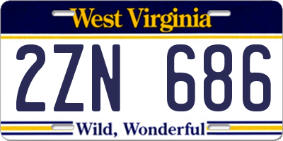 WV license plate 2ZN686