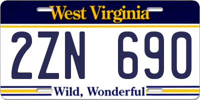 WV license plate 2ZN690