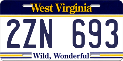 WV license plate 2ZN693