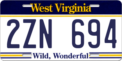 WV license plate 2ZN694