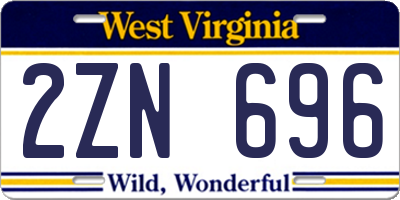 WV license plate 2ZN696