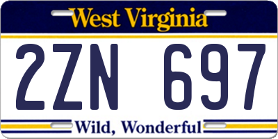 WV license plate 2ZN697