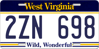 WV license plate 2ZN698