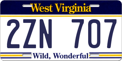 WV license plate 2ZN707