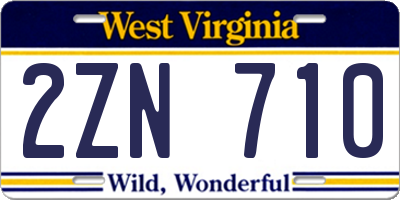 WV license plate 2ZN710