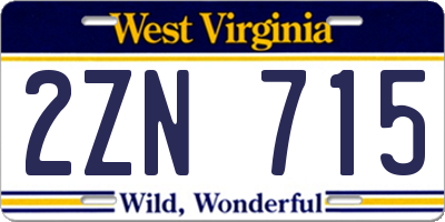 WV license plate 2ZN715