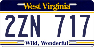 WV license plate 2ZN717