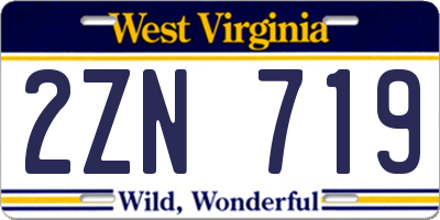 WV license plate 2ZN719