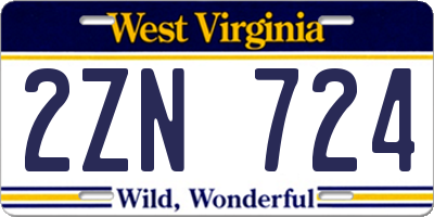 WV license plate 2ZN724
