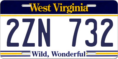 WV license plate 2ZN732