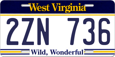WV license plate 2ZN736