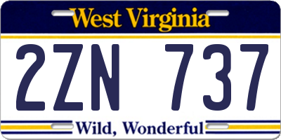 WV license plate 2ZN737