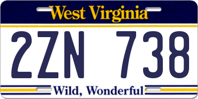 WV license plate 2ZN738