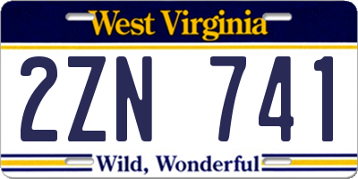 WV license plate 2ZN741
