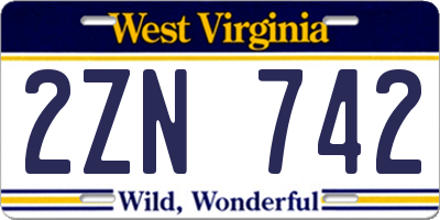 WV license plate 2ZN742