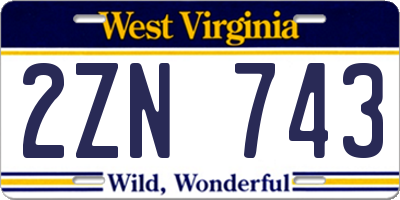 WV license plate 2ZN743