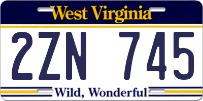 WV license plate 2ZN745