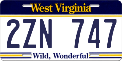 WV license plate 2ZN747