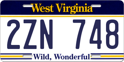 WV license plate 2ZN748