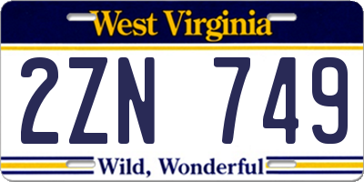 WV license plate 2ZN749