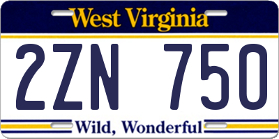 WV license plate 2ZN750