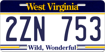 WV license plate 2ZN753