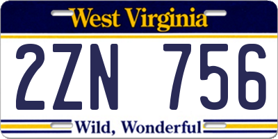WV license plate 2ZN756