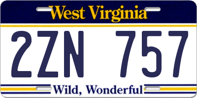 WV license plate 2ZN757