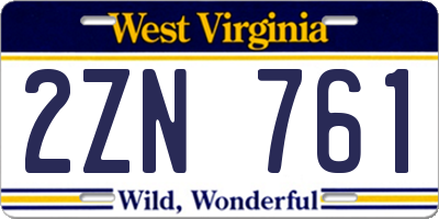WV license plate 2ZN761