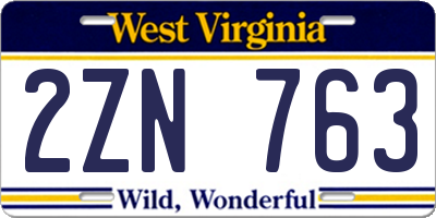 WV license plate 2ZN763
