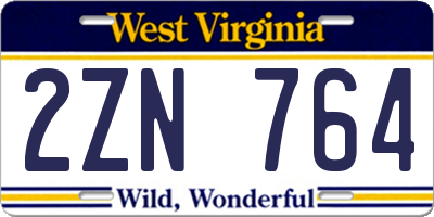 WV license plate 2ZN764