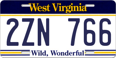 WV license plate 2ZN766