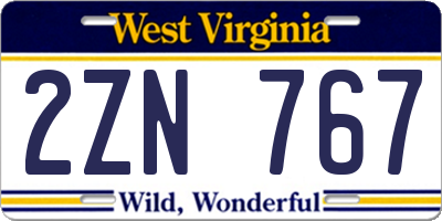 WV license plate 2ZN767
