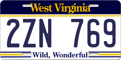 WV license plate 2ZN769