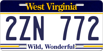 WV license plate 2ZN772