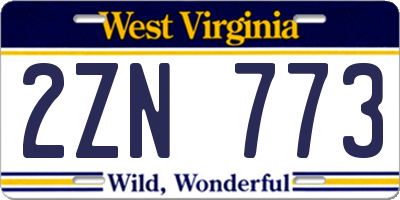 WV license plate 2ZN773
