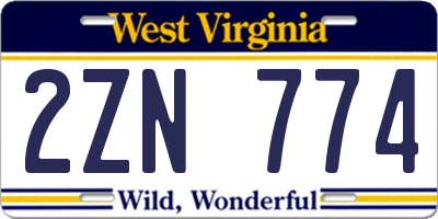 WV license plate 2ZN774
