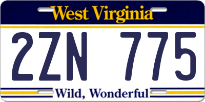 WV license plate 2ZN775