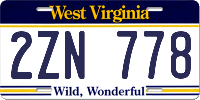 WV license plate 2ZN778