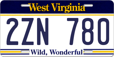 WV license plate 2ZN780
