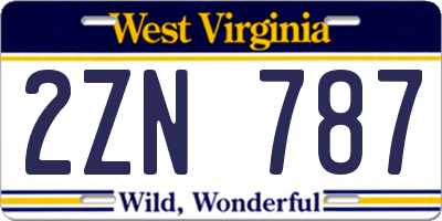 WV license plate 2ZN787