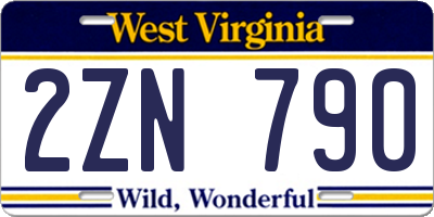 WV license plate 2ZN790