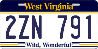 WV license plate 2ZN791